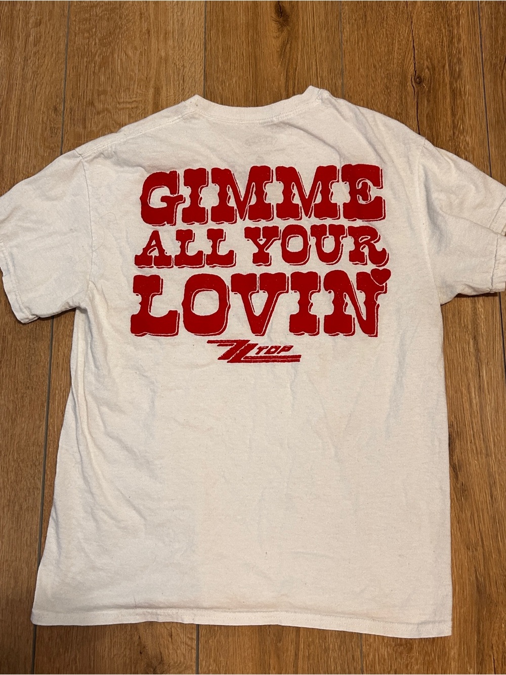 White Short-Sleeve Graphic Tee with Red Slogan
